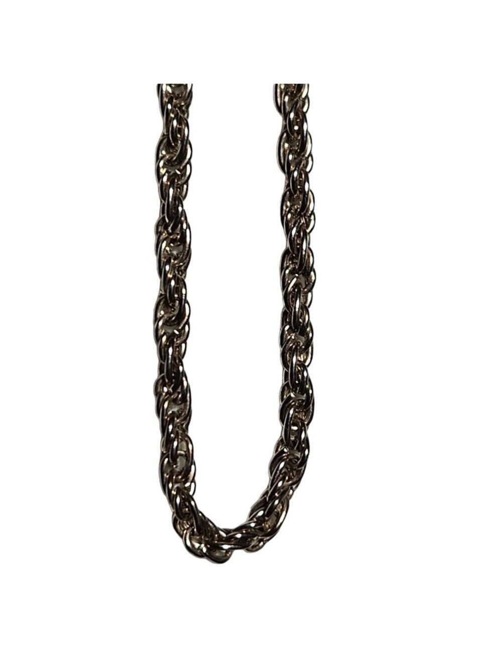 Classic Chunky Rope Chain Necklace Silver Tone Minimalist Fashion Jewelry Women